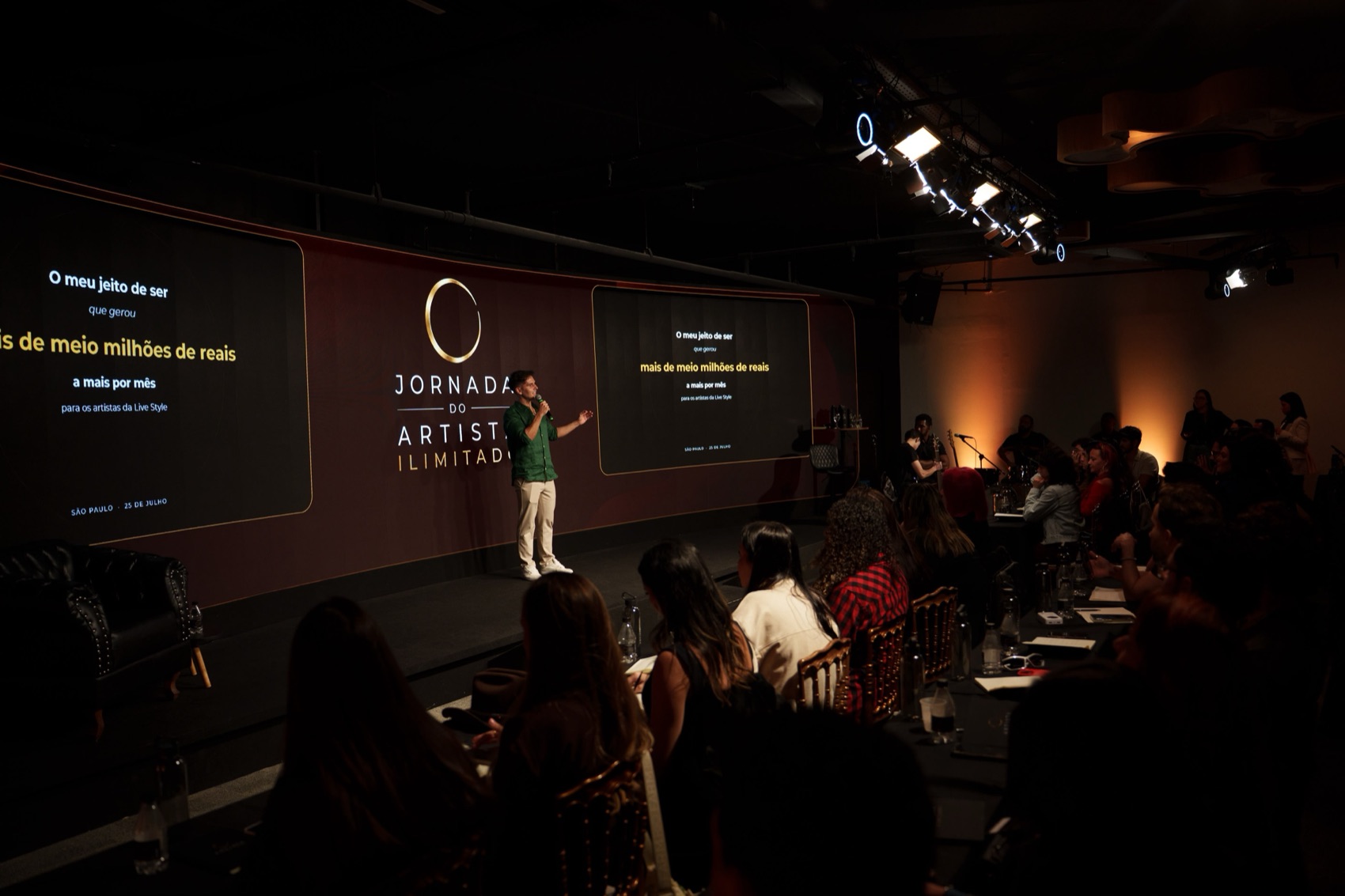 Stage and audience at a Journey event